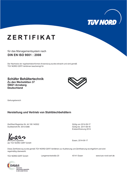 Zertifikat ISO 9001:2008